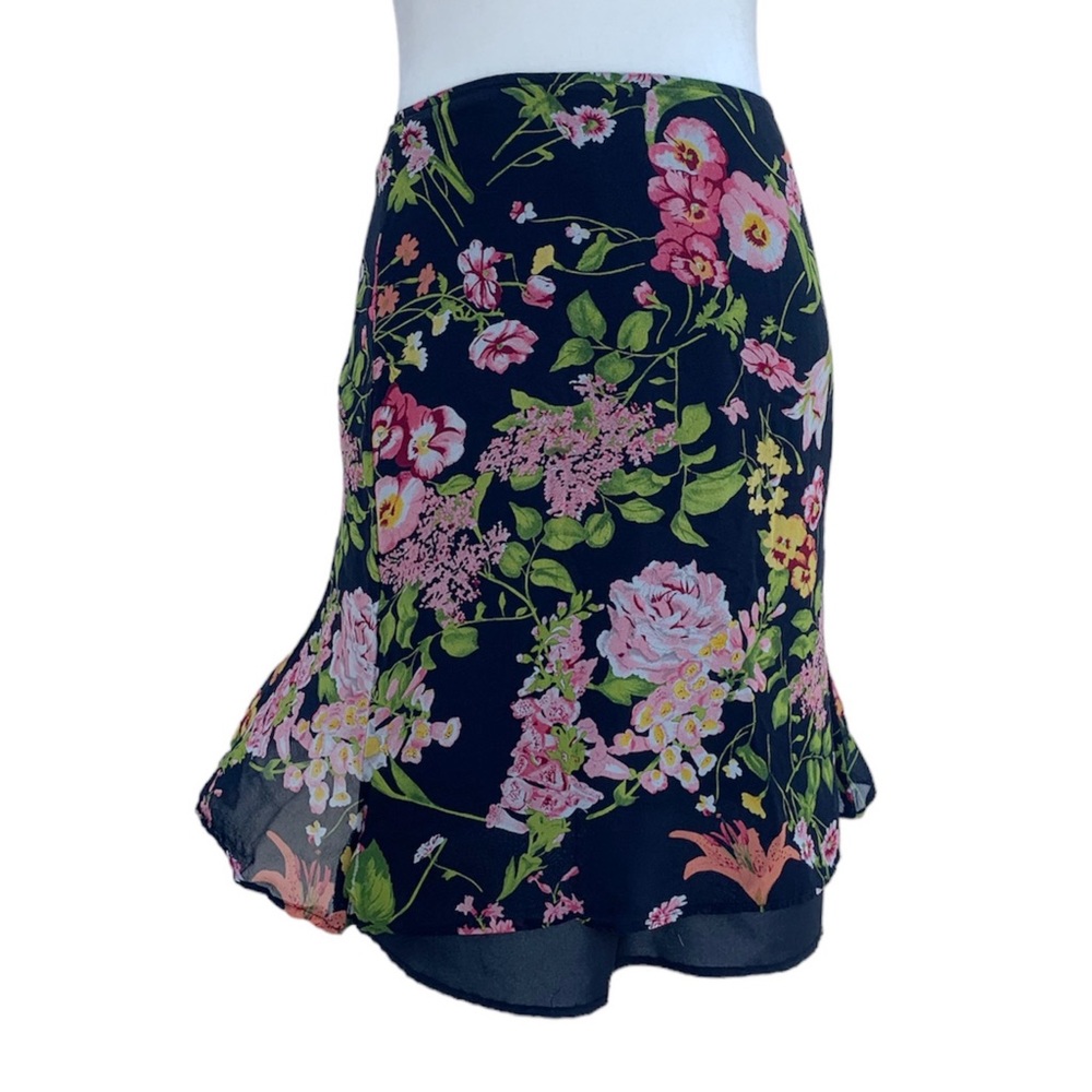 Vintage Drama Floral Silk Mini Skirt